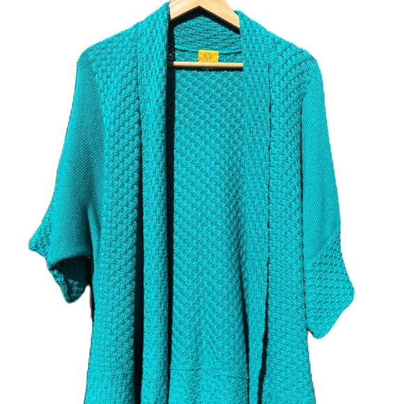 Ruby Rd sweater chunky knit open drape cardigan green - Picture 4 of 16